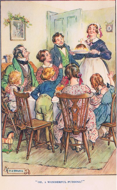 „Och, co za wspaniały pudding!”, ilustracja z „Modern Stories” autorstwa Charles Edmund Brock